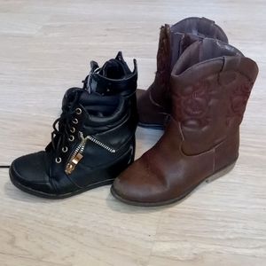 Toddler girls sz11 wedge boots and cowboy boots